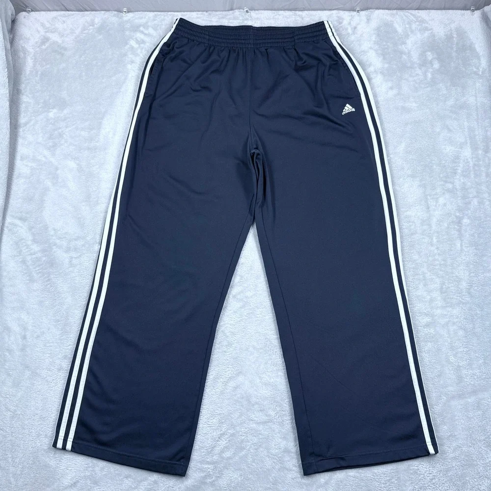 Adidas Wide Leg Track Pants Mens XL Blue Athletic‎ Baggy Skater Sweatpants Gym